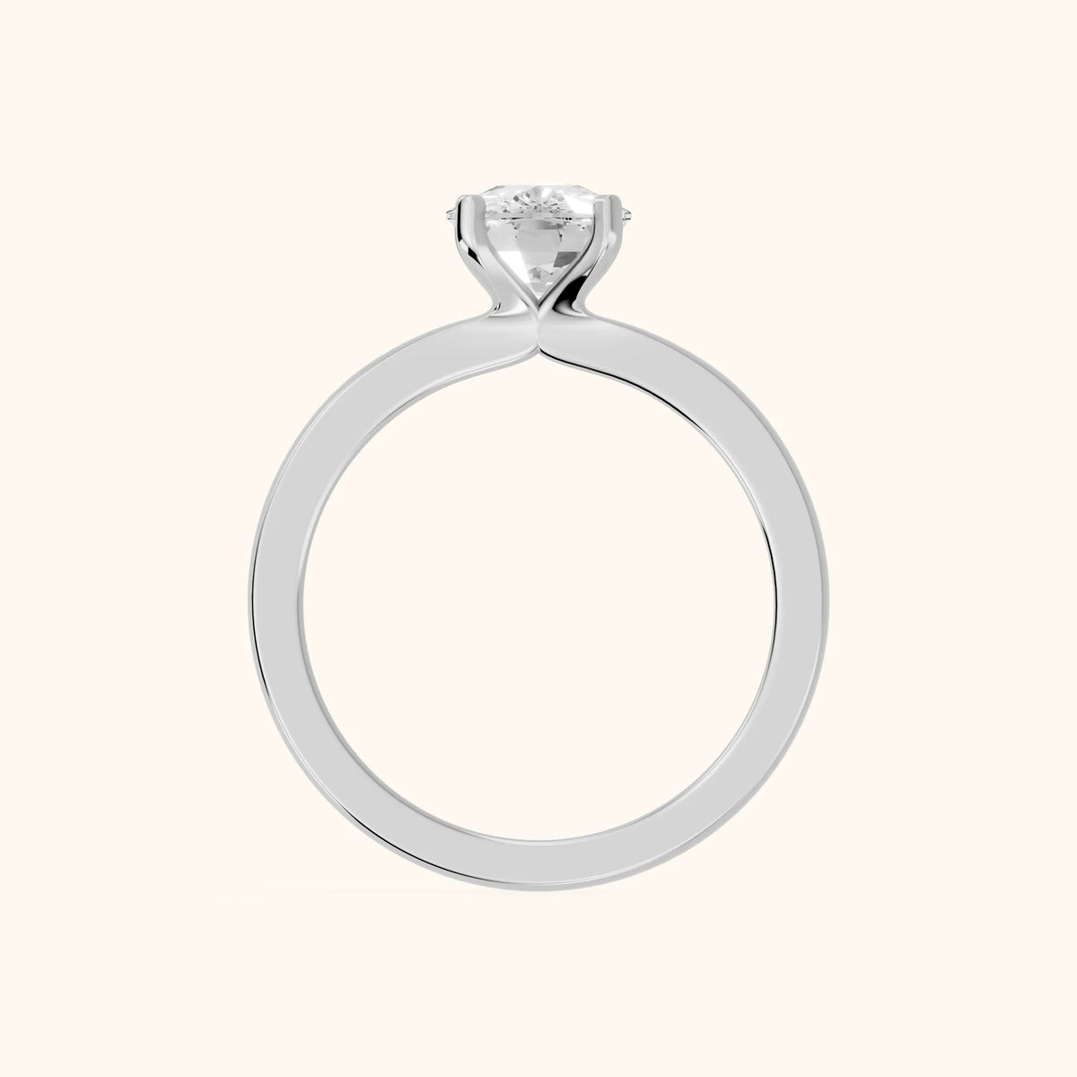 Matilda Cathedral Solitaire Cushion Diamond Engagement Ring in White Gold - FingerView.webp