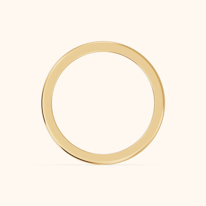 Nitya Carved Step Edge Wedding Band in Yellow Gold - FingerView