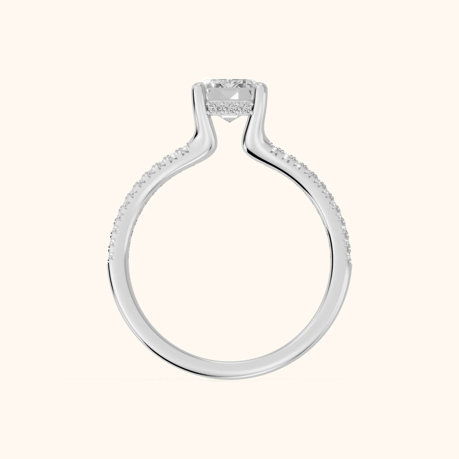 Eternal Embrace Solitaire Emerald Diamond Engagement Ring in Platinum - FingerView
