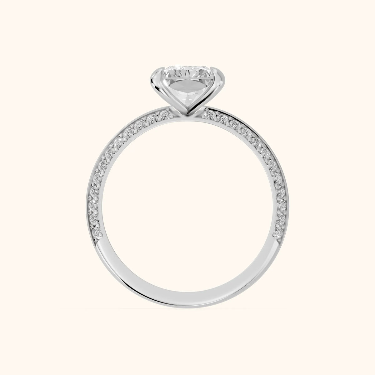 Meredith Knife Edge Pavé Radiant Diamond Engagement Ring in Silver - FingerView.webp