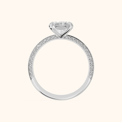 Meredith Knife Edge Pavé Radiant Diamond Engagement Ring in Silver - FingerView.webp