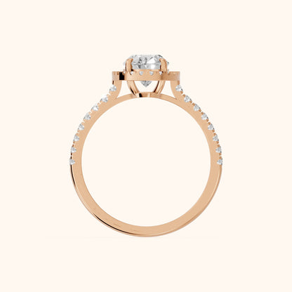 Mabel Halo French Pavé Oval Diamond Engagement Ring in Rose Gold - FingerView.webp