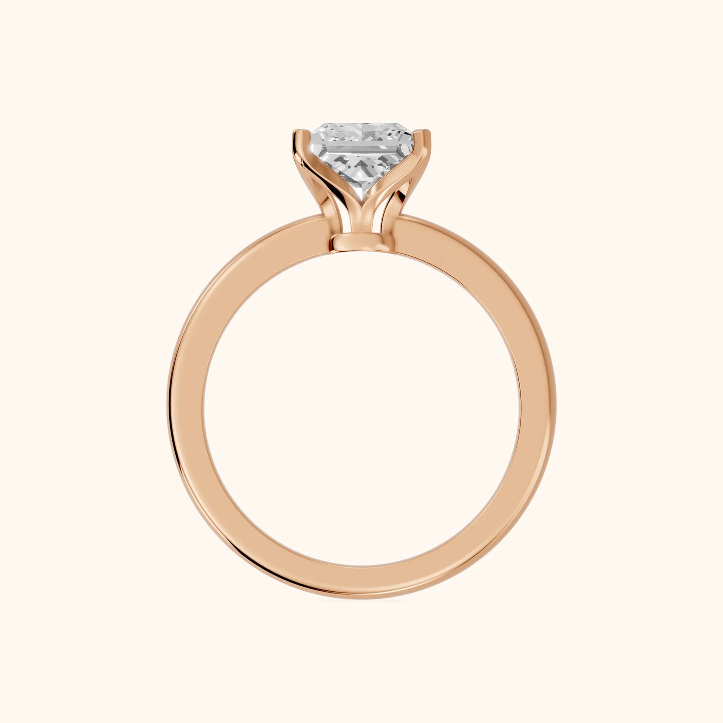 Flora Guardian Solitaire Princess Diamond Engagement Ring in Rose Gold - FingerView
