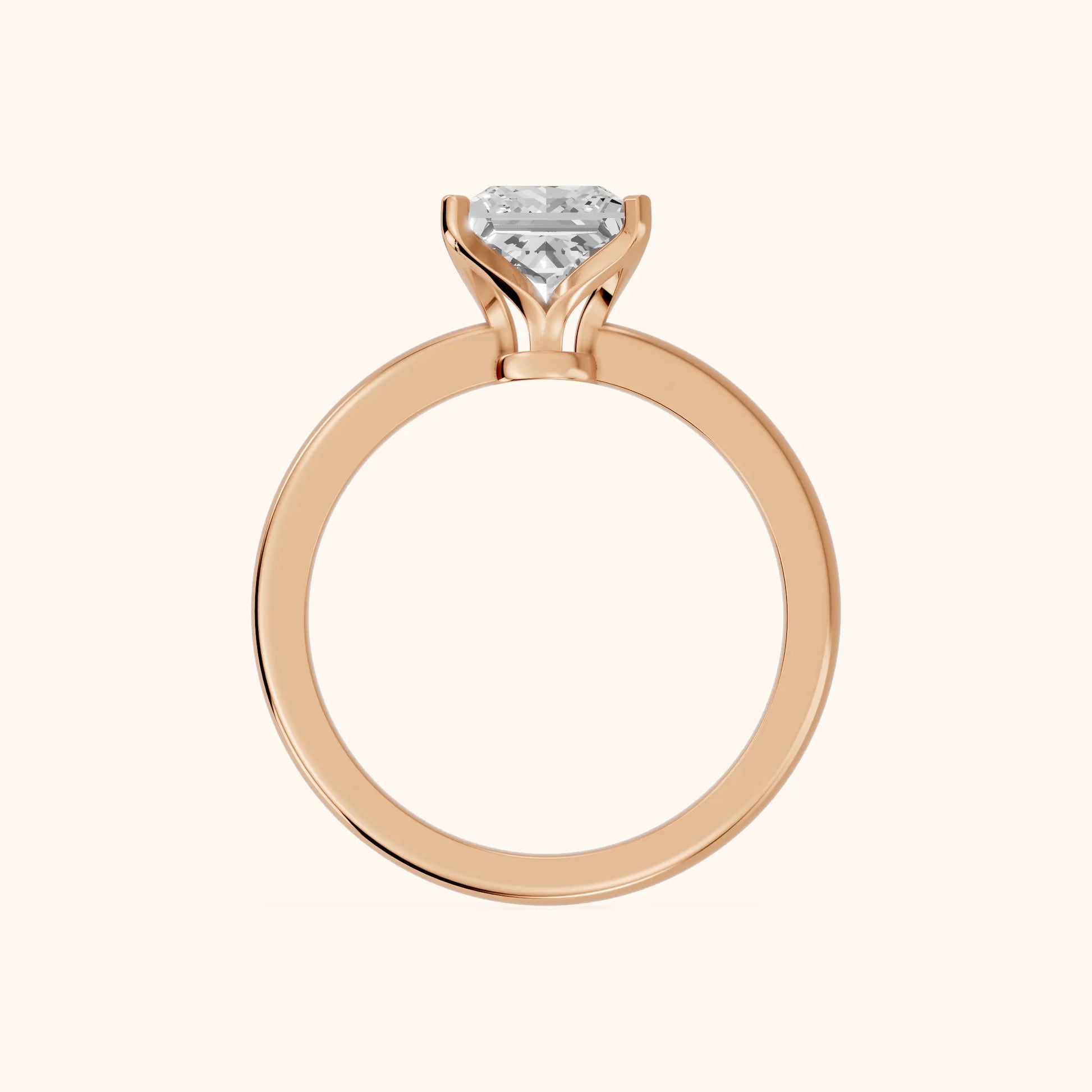 Flora Guardian Solitaire Princess Diamond Engagement Ring in Rose Gold - FingerView