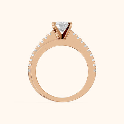 Edith Criss Cross Pavé Cushion Diamond Engagement Ring in Rose Gold - FingerView.webp