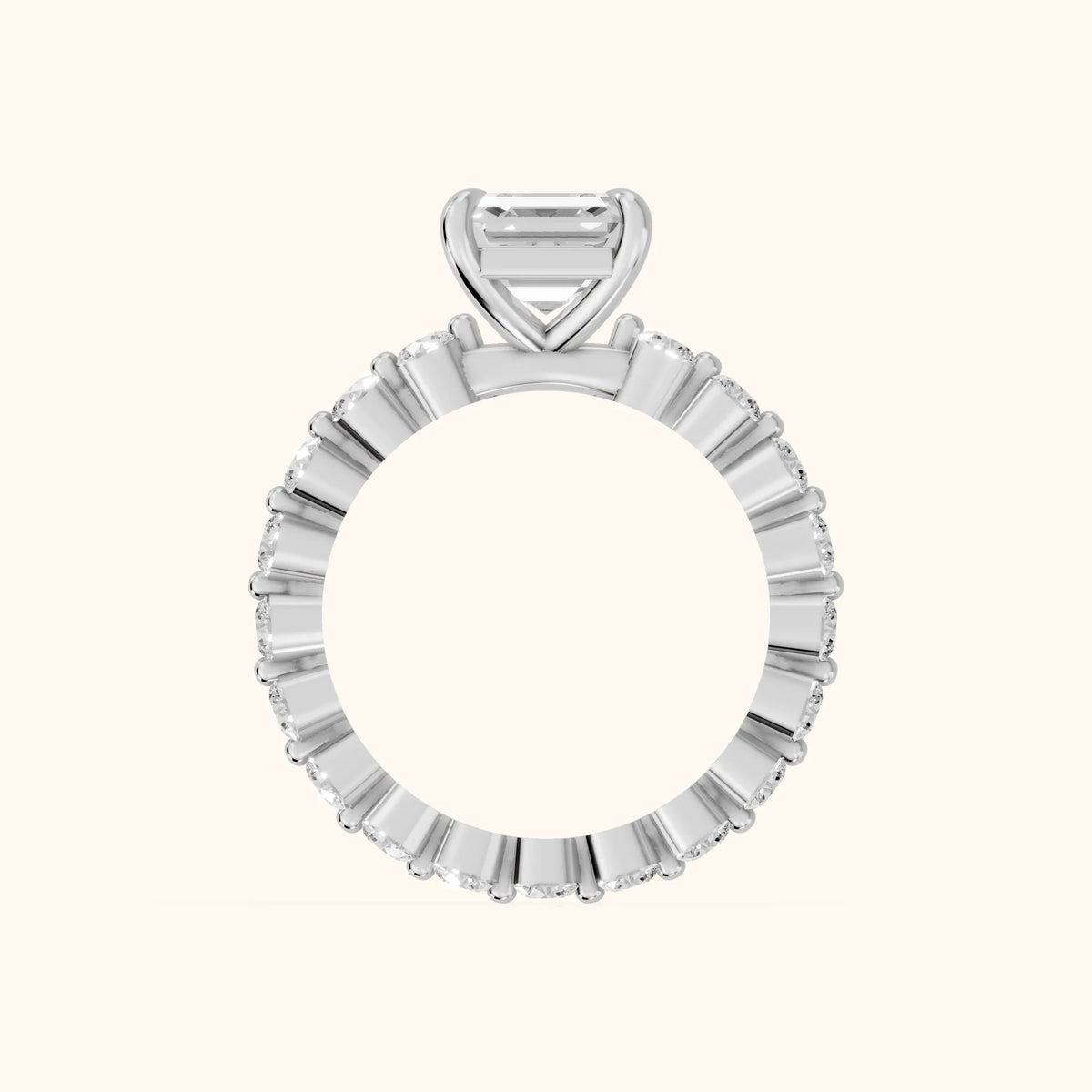 Piper Sidestone Asscher Diamond Engagement Ring in Silver - FingerView.webp