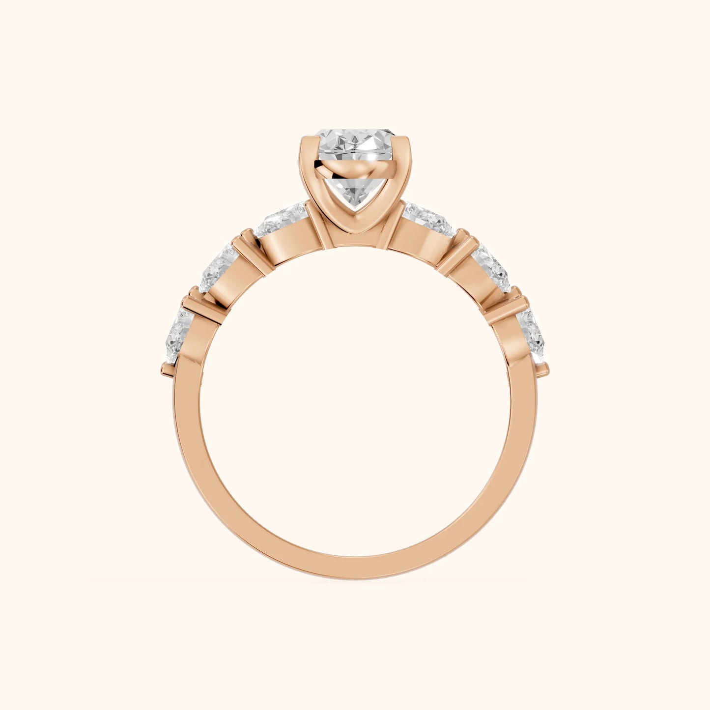 Iris Oval Diamond Bridal Set in Rose Gold - FingerView