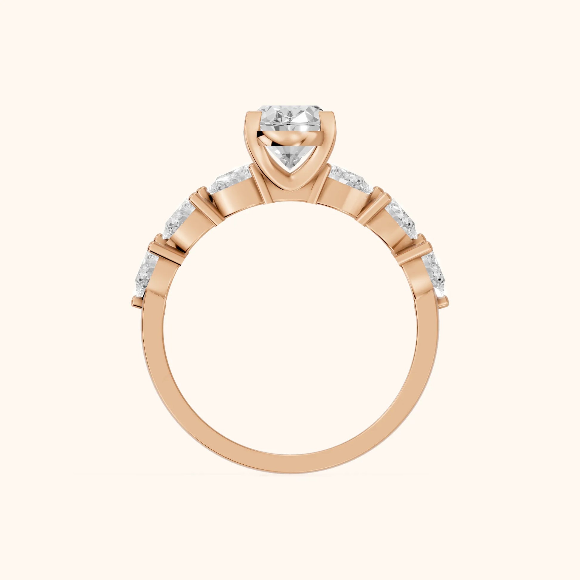 Iris Oval Diamond Bridal Set in Rose Gold - FingerView