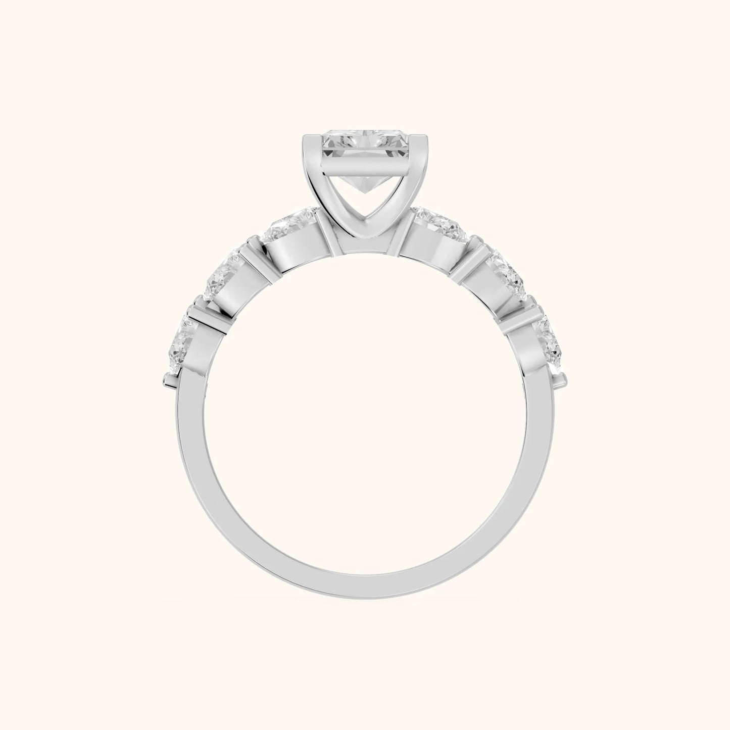 Iris Radiant Diamond Bridal Set in Platinum - FingerView