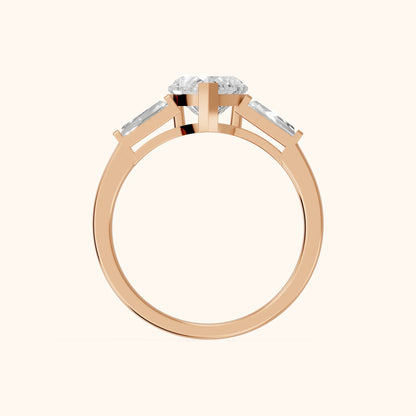 Winnie Three-Stone Heart Diamond Engagement Ring in Rose Gold - FingerView.webp
