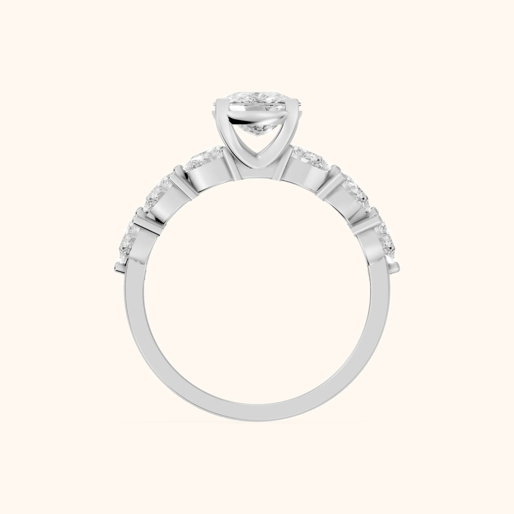 Iris Cushion Diamond Bridal Set in White Gold - FingerView