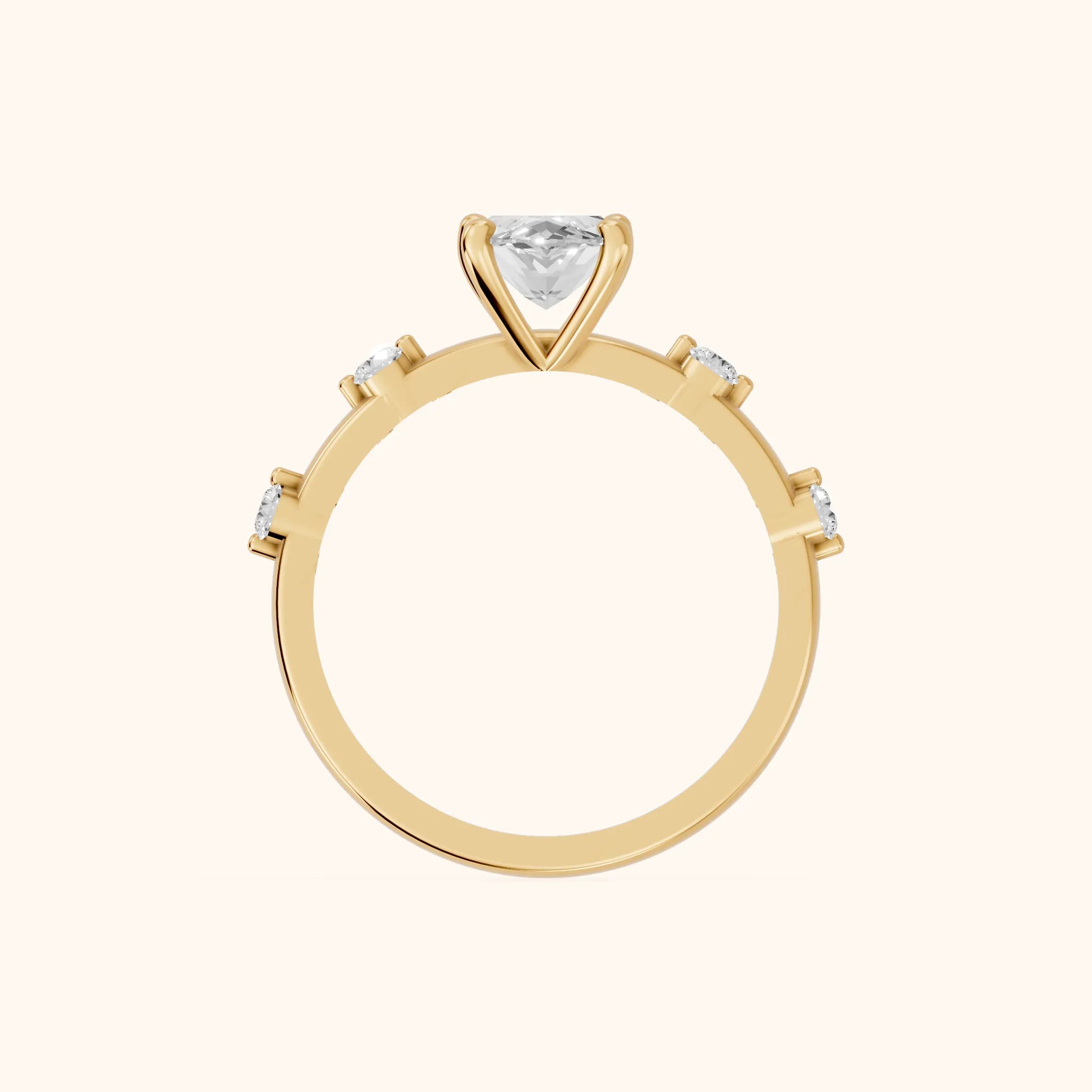 Elena Radiance Solitaire Marquise Diamond Engagement Ring in Yellow Gold - FingerView