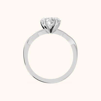 Iris Twist Heart Diamond Engagement Ring in Platinum - FingerView