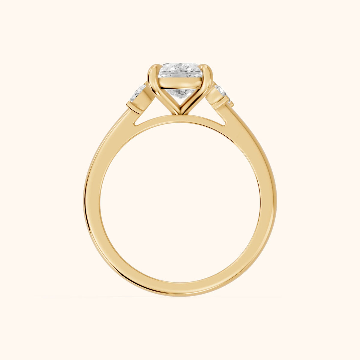 Hattie Leaf Cushion Diamond Engagement Ring in Yellow Gold - FingerView.webp
