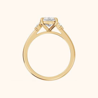 Hattie Leaf Cushion Diamond Engagement Ring in Yellow Gold - FingerView.webp