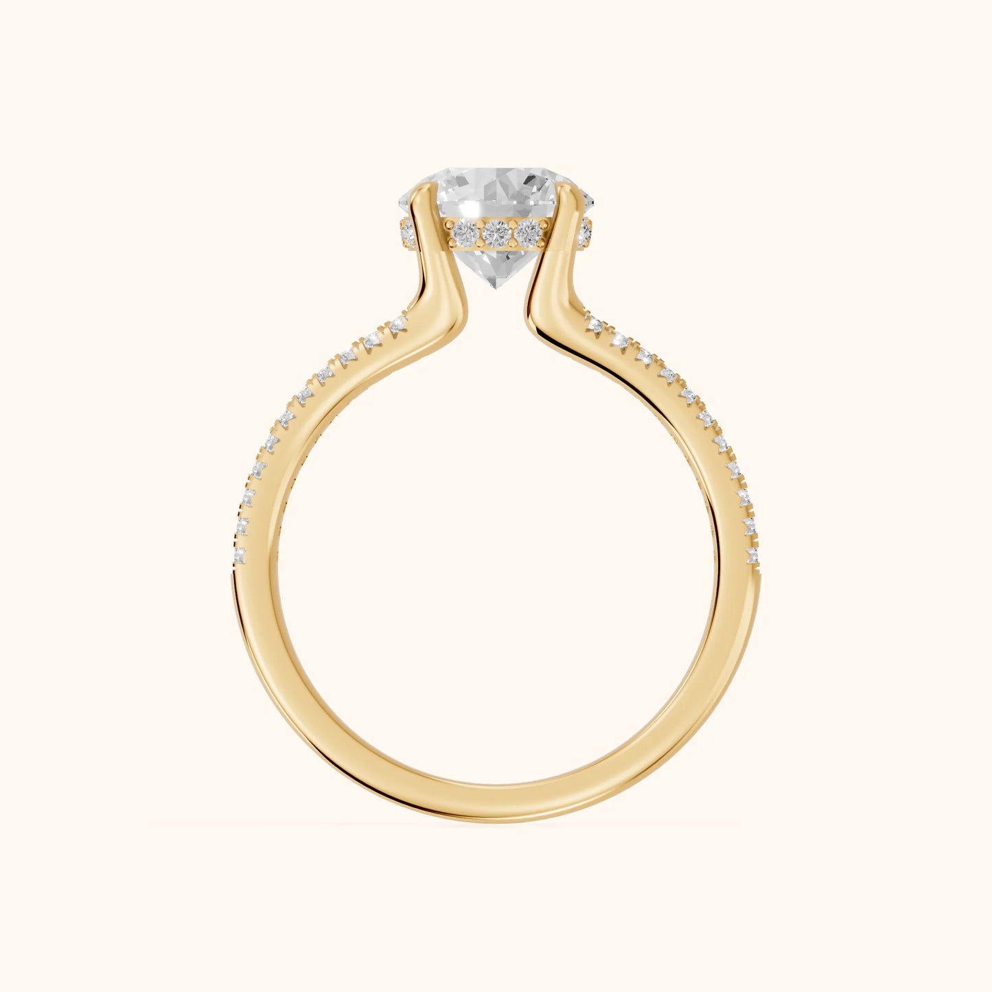 Eternal Embrace Solitaire Round Diamond Engagement Ring in Yellow Gold - FingerView