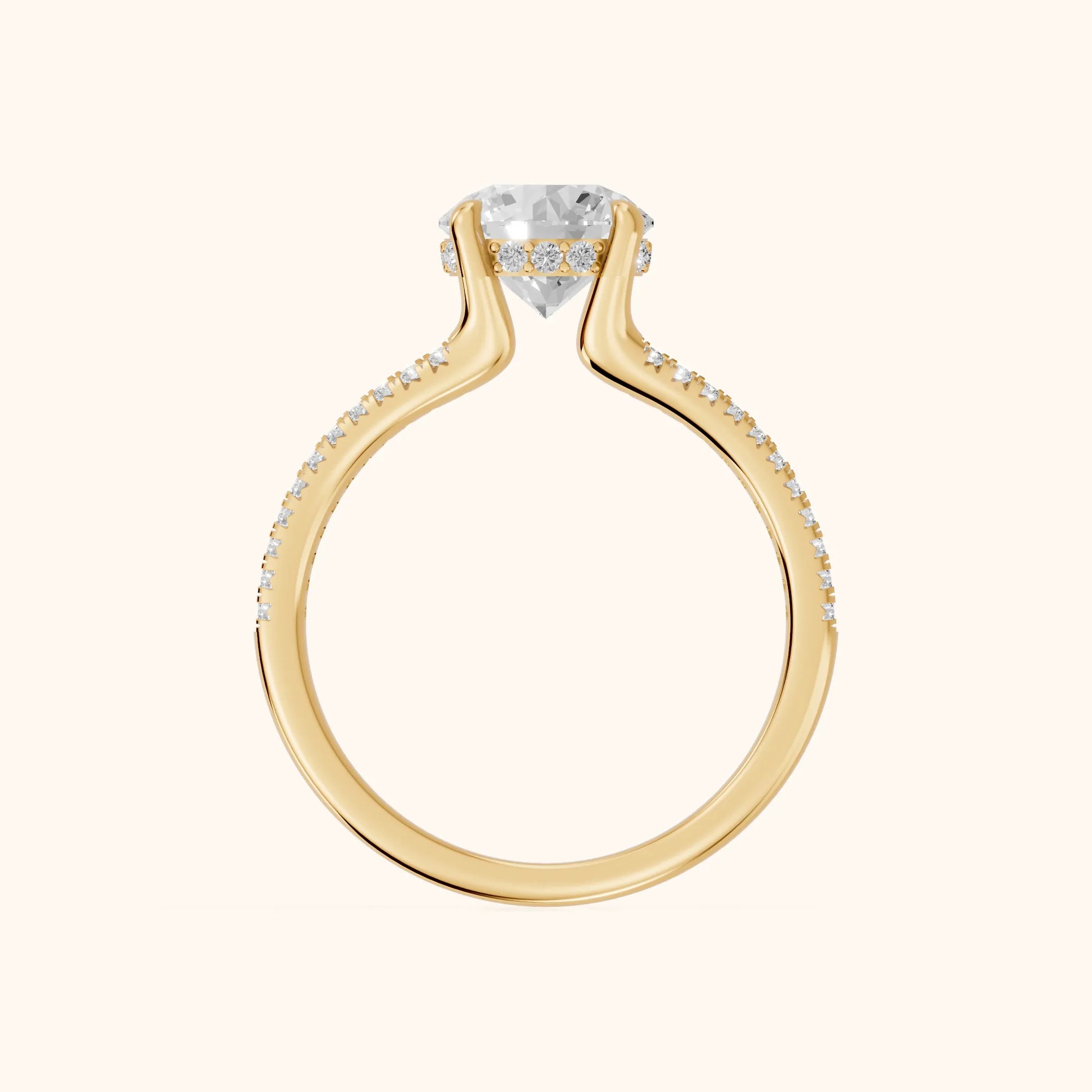 Eternal Embrace Solitaire Round Diamond Engagement Ring in Yellow Gold - FingerView