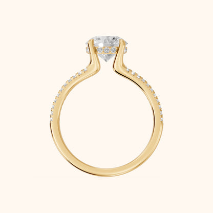 Eternal Embrace Solitaire Round Diamond Engagement Ring in Yellow Gold - FingerView