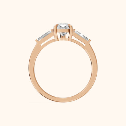 Winnie Three-Stone Pear Diamond Engagement Ring in Rose Gold - FingerView.webp