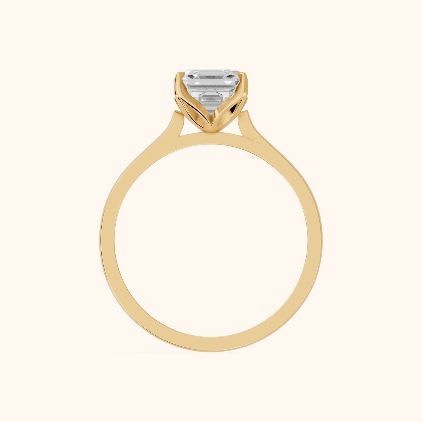 Isabella Bloom Solitaire Asscher Diamond Engagement Ring in Yellow Gold - FingerView