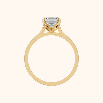 Isabella Bloom Solitaire Asscher Diamond Engagement Ring in Yellow Gold - FingerView