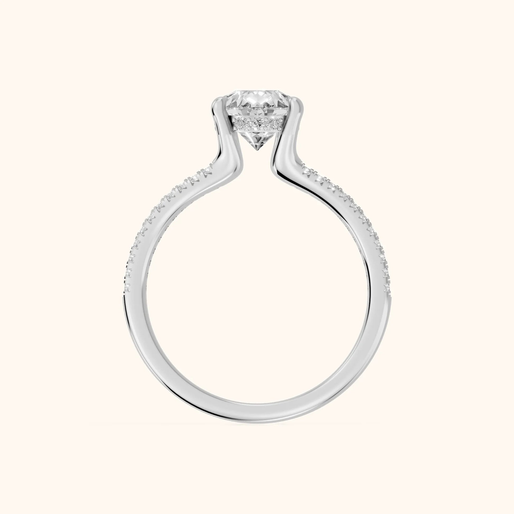 Eternal Embrace Solitaire Pear Diamond Engagement Ring in White Gold - FingerView