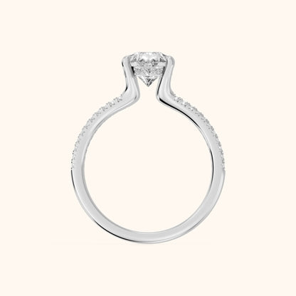 Eternal Embrace Solitaire Pear Diamond Engagement Ring in White Gold - FingerView