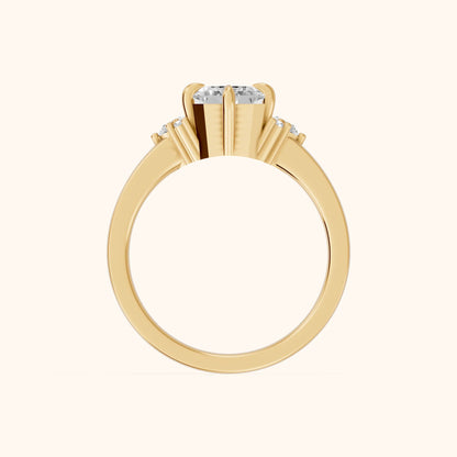 Josie Sidestone Emerald Diamond Engagement Ring in Yellow Gold - FingerView.webp