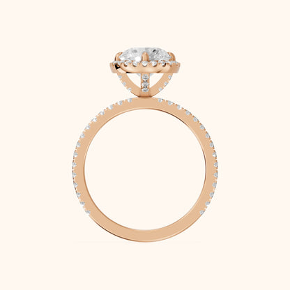 Rosemary Halo Pavé Round Diamond Engagement Ring in Rose Gold - FingerView.webp