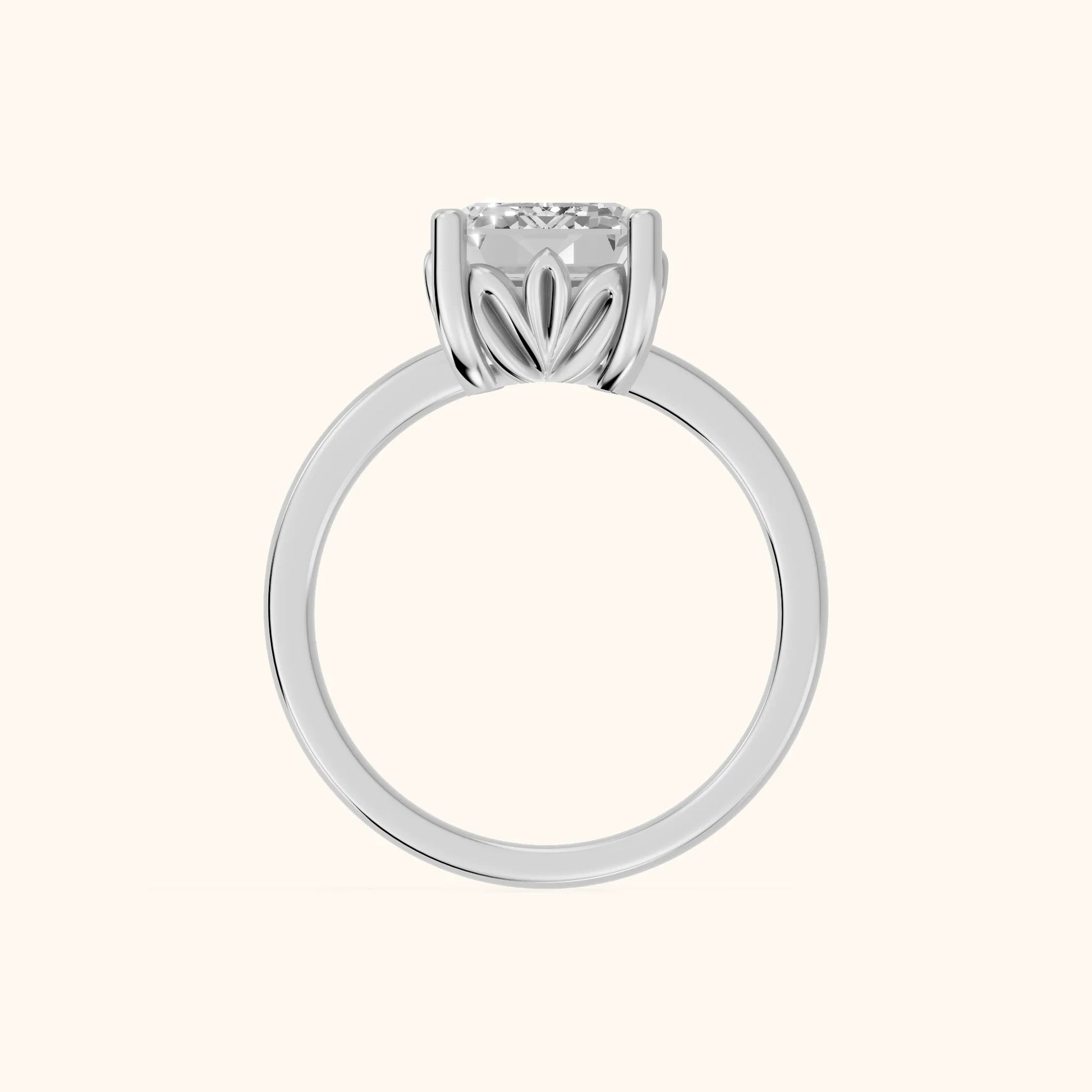 Emerald Cut Lab Grown Diamond Engagement Ring in White Gold