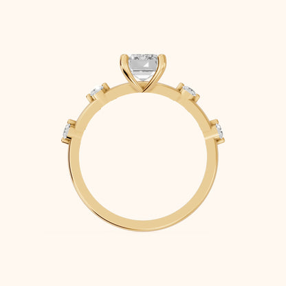 Elena Radiance Solitaire Emerald Diamond Engagement Ring in Yellow Gold - FingerView