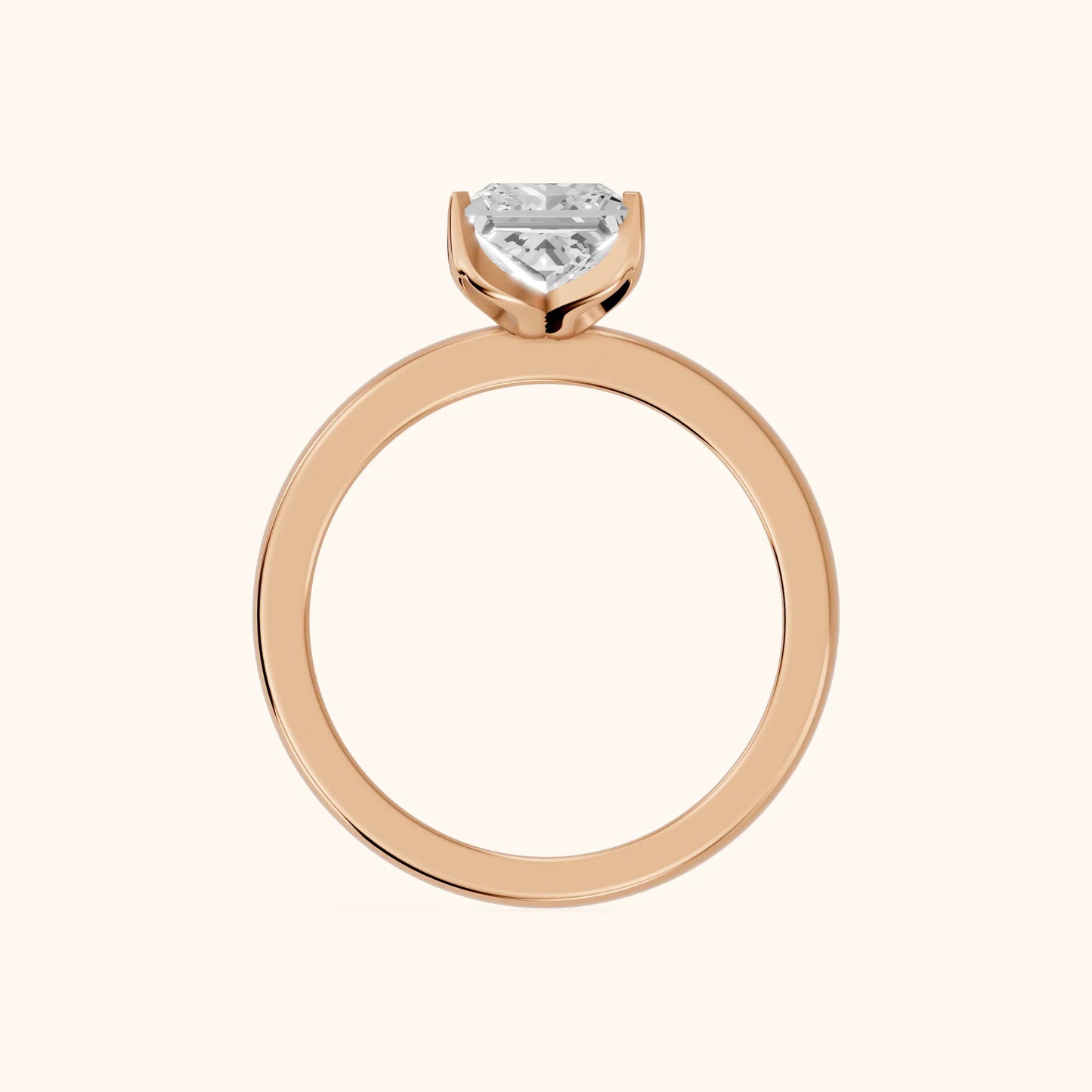 Serena Blossom Solitaire Princess Diamond Engagement Ring in Rose Gold - FingerView