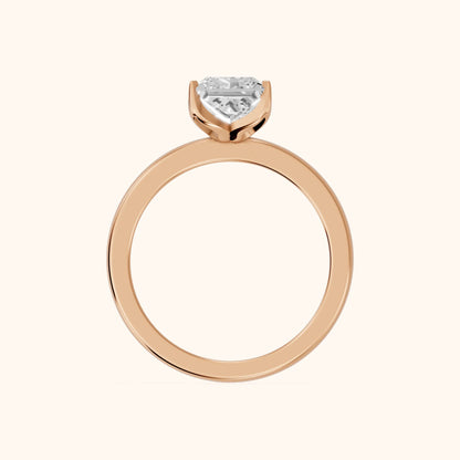 Serena Blossom Solitaire Princess Diamond Engagement Ring in Rose Gold - FingerView