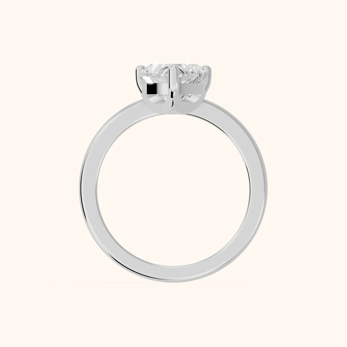 Maisie Four Prong Solitaire Heart Diamond Engagement Ring in White Gold - FingerView.webp