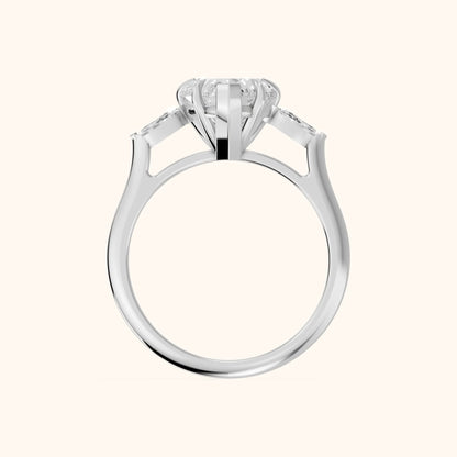 Lyra Three-Stone Heart Diamond Engagement Ring in Platinum - FingerView.webp