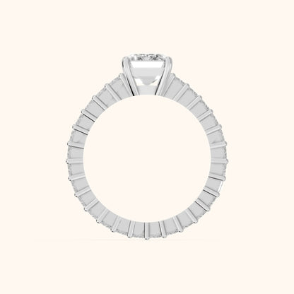 Mallory Shared Prong Emerald Diamond Engagement Ring in Silver - FingerView.webp