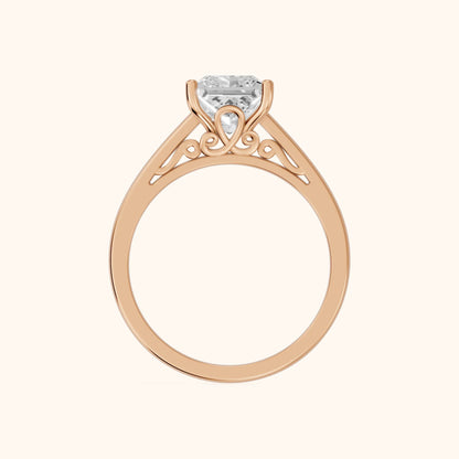Iris Vintage Princess Diamond Engagement Ring in Rose Gold - FingerView