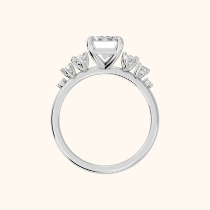 Mirabelle Cluster Emerald Diamond Engagement Ring in White Gold - FingerView.webp