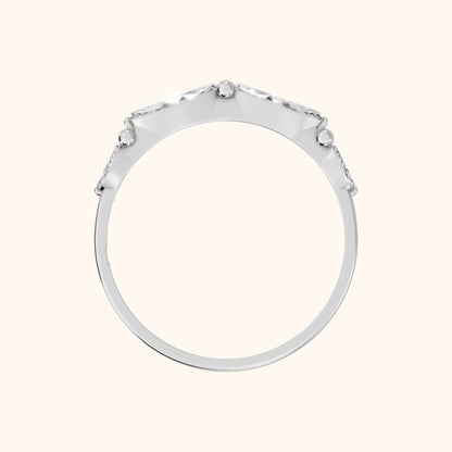 Simona Petite Marquise Diamond Wedding Band in Platinum - FingerView