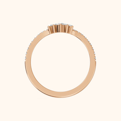 Colette Curved Riviera Round Diamond Wedding Band in Rose Gold - FingerView