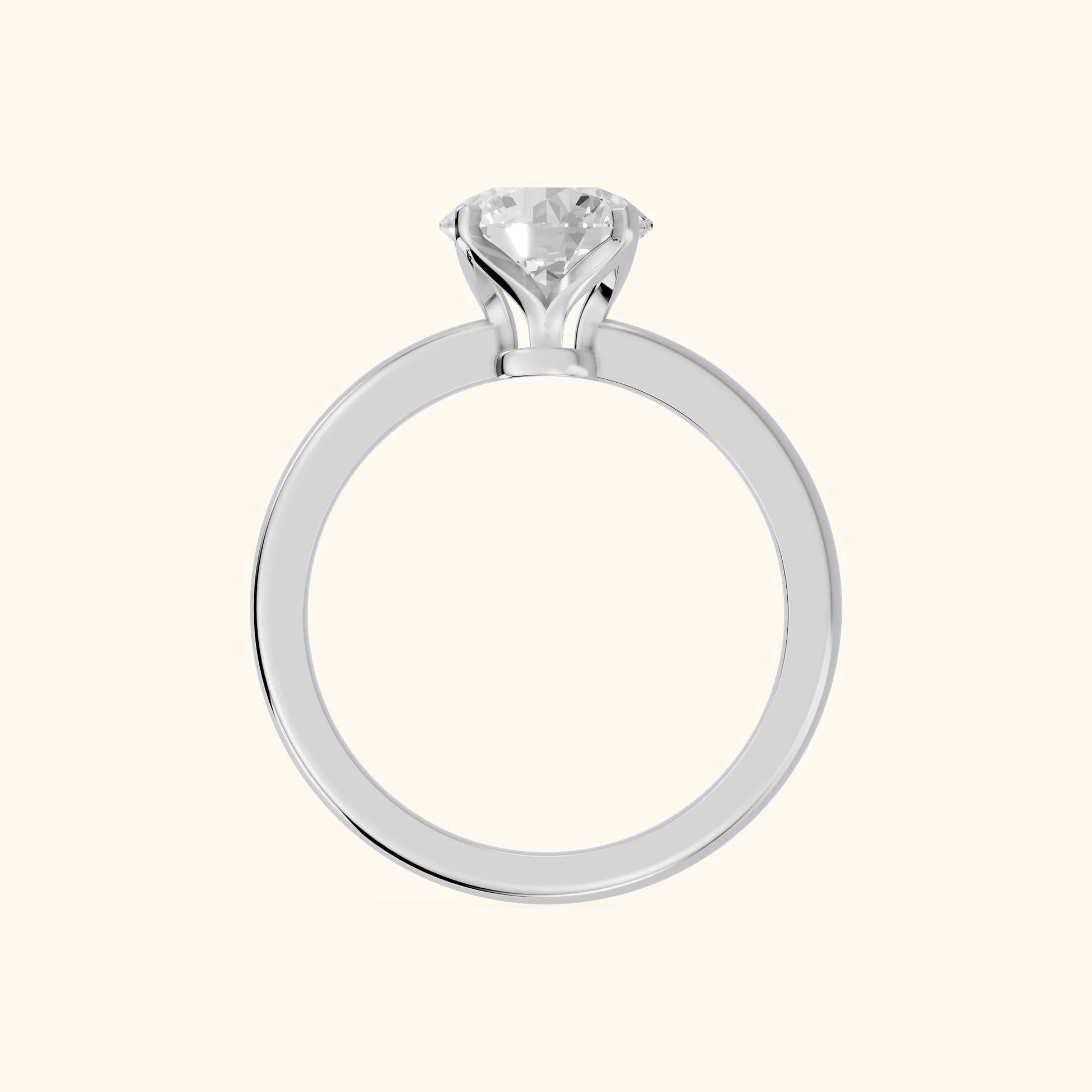 Flora Guardian Solitaire Round Diamond Engagement Ring in White Gold - FingerView
