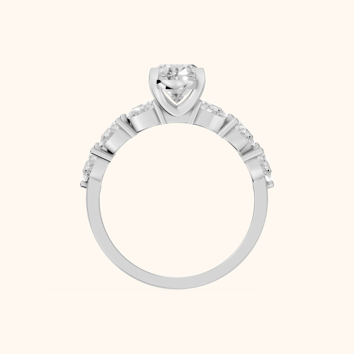 Iris Oval Diamond Bridal Set in Platinum - FingerView