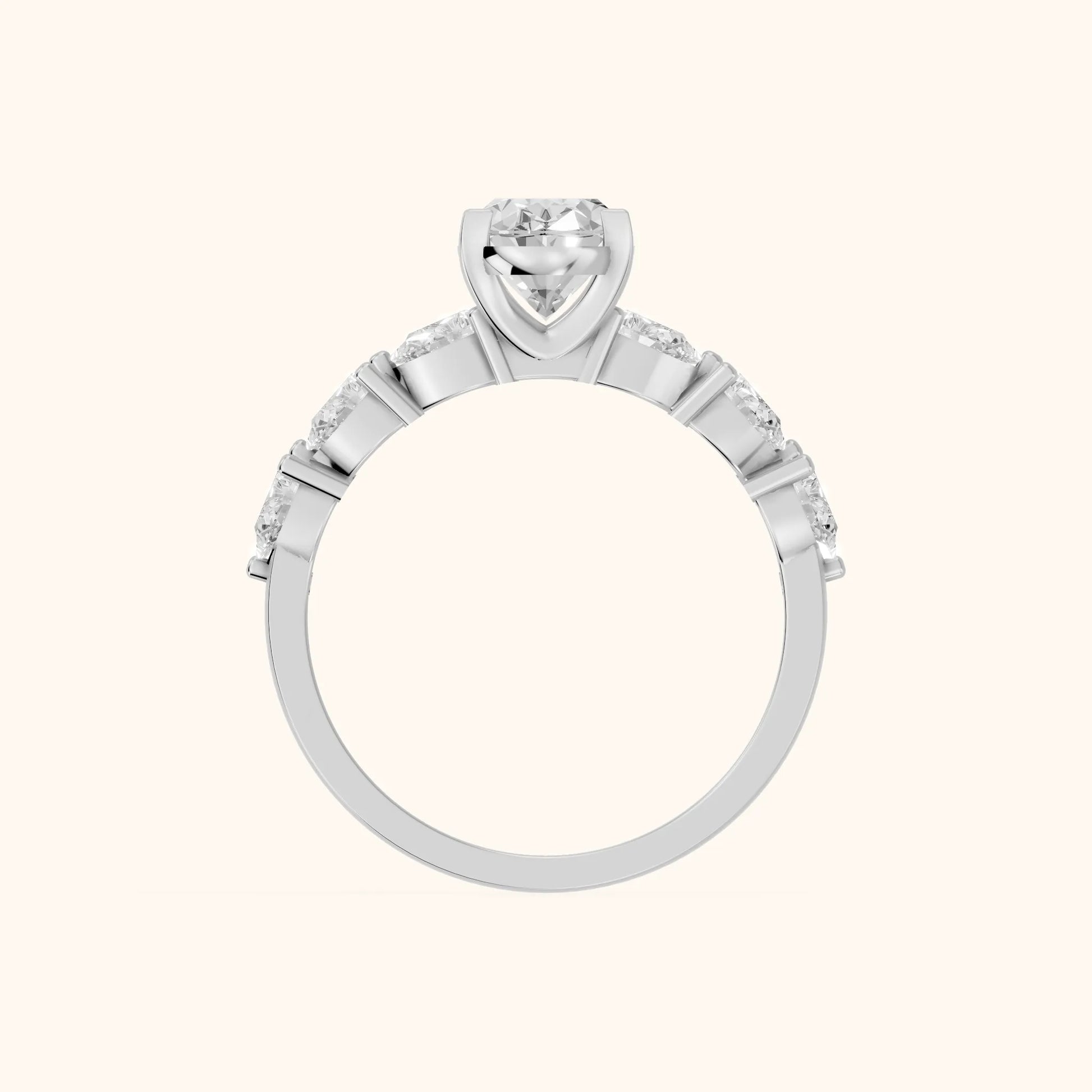 Iris Oval Diamond Bridal Set in Platinum - FingerView