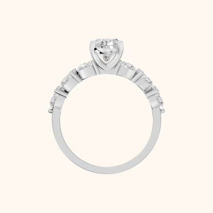 Iris Oval Diamond Bridal Set in Platinum - FingerView