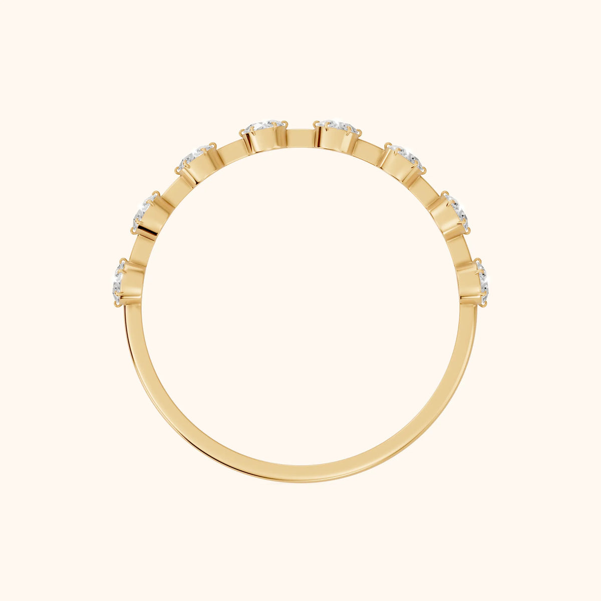 Elise Petite Round Diamond Half Eternity Band in Yellow Gold - FingerView