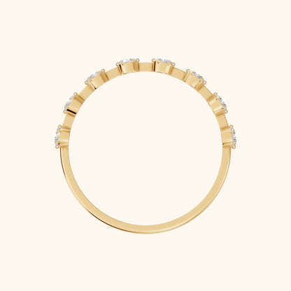 Elise Petite Round Diamond Half Eternity Band in Yellow Gold - FingerView