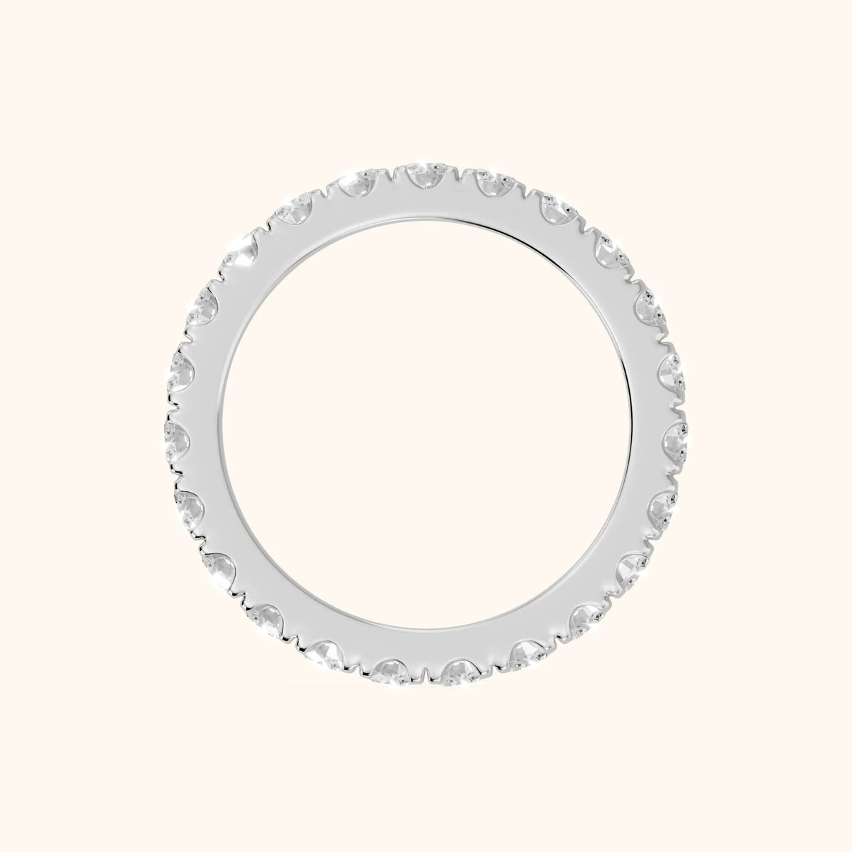 Ramona Shared Prong Round Diamond Eternity Band in Silver - FingerView