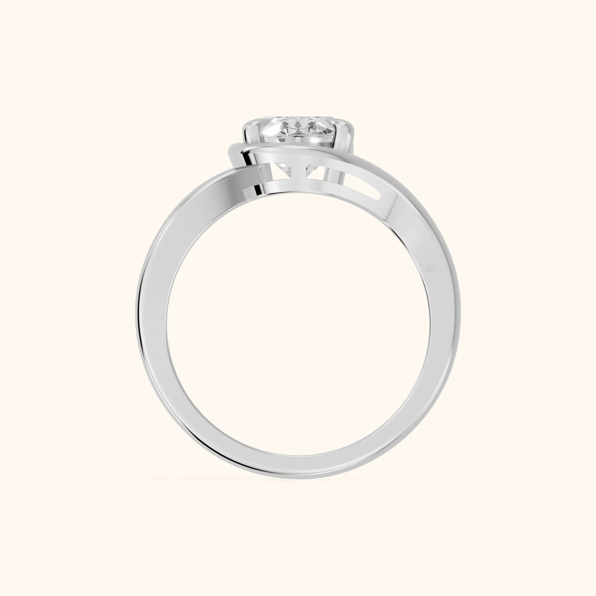 Margaux Bypass Solitaire Oval Diamond Engagement Ring in Silver - FingerView.webp