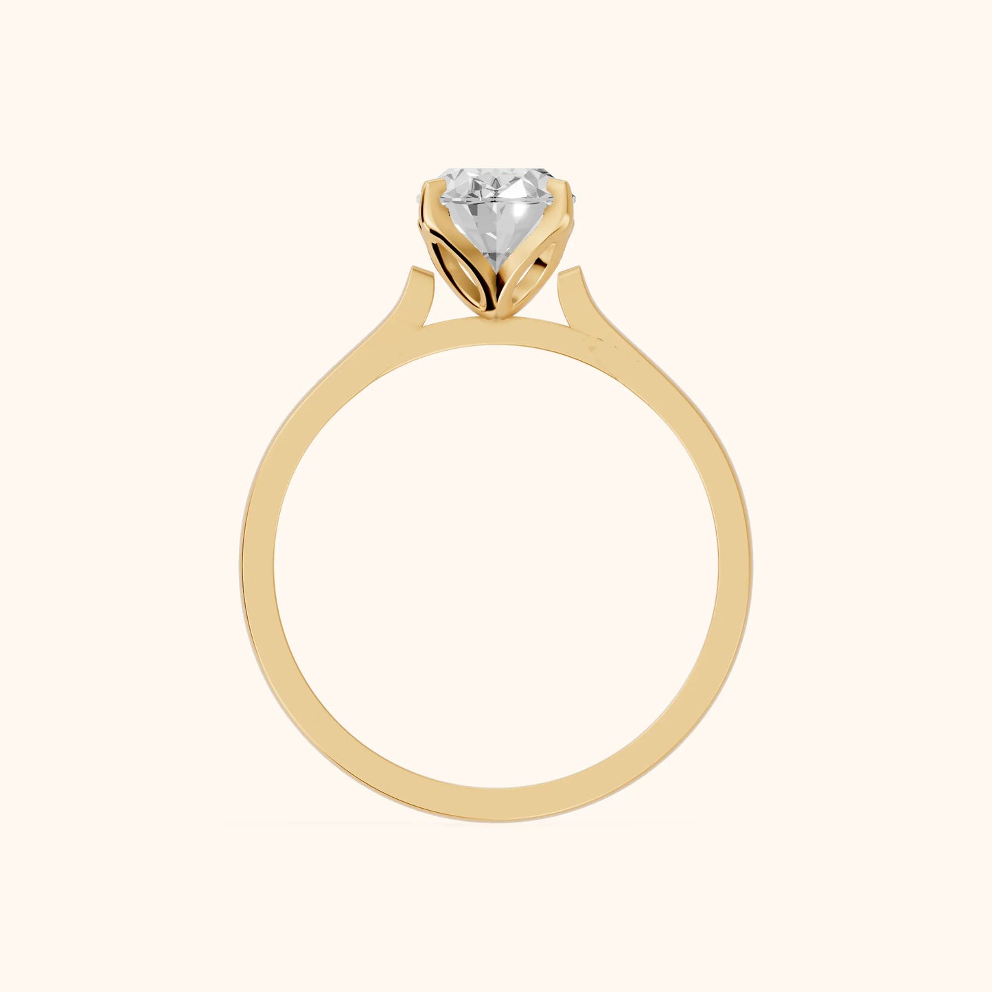 Isabella Bloom Solitaire Oval Diamond Engagement Ring in Yellow Gold - FingerView