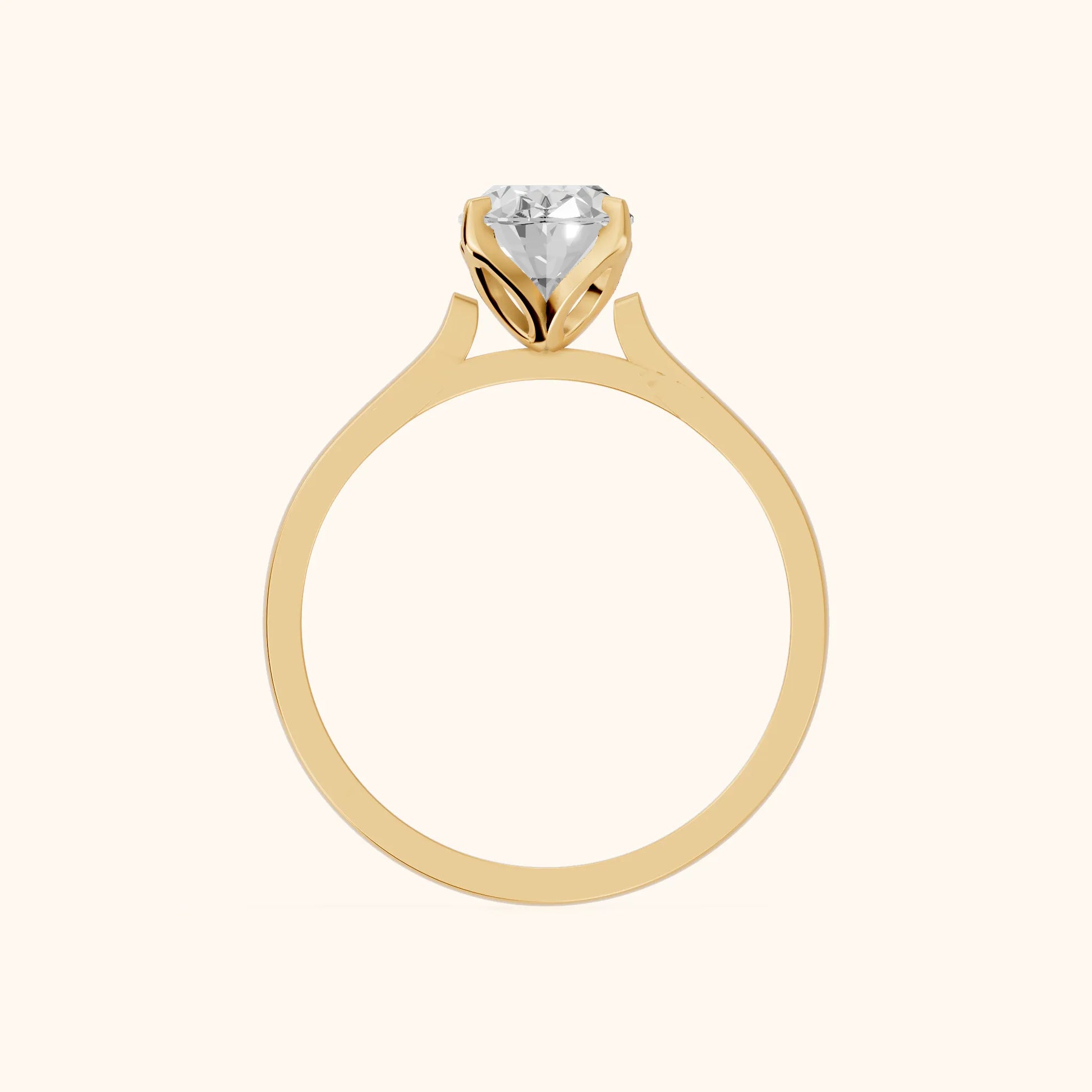Isabella Bloom Solitaire Oval Diamond Engagement Ring in Yellow Gold - FingerView